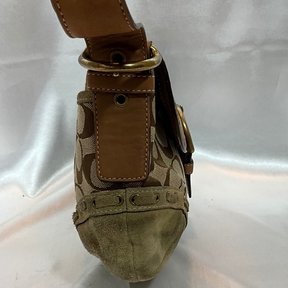 Coach hobo bag, suede and signature print with leather trim 32-B4a - Picture 5 of 9